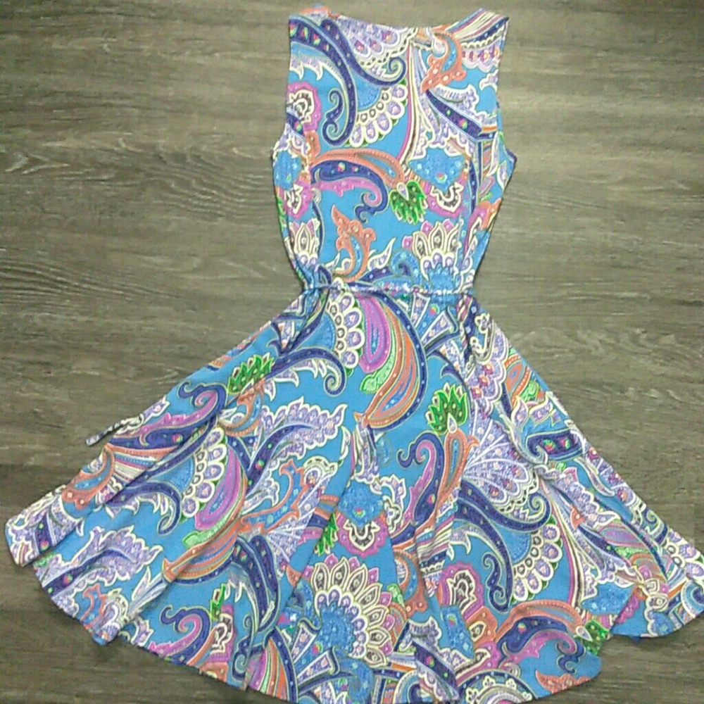 Lauren Ralph Lauren Blue and Pink Sleeveless Sundress - Picture 7 of 7